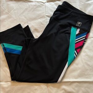 Fila Women’s Black Leggings with Multicolor Stripes